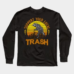 Funny retro Trash Racoon Bicycle Long Sleeve T-Shirt